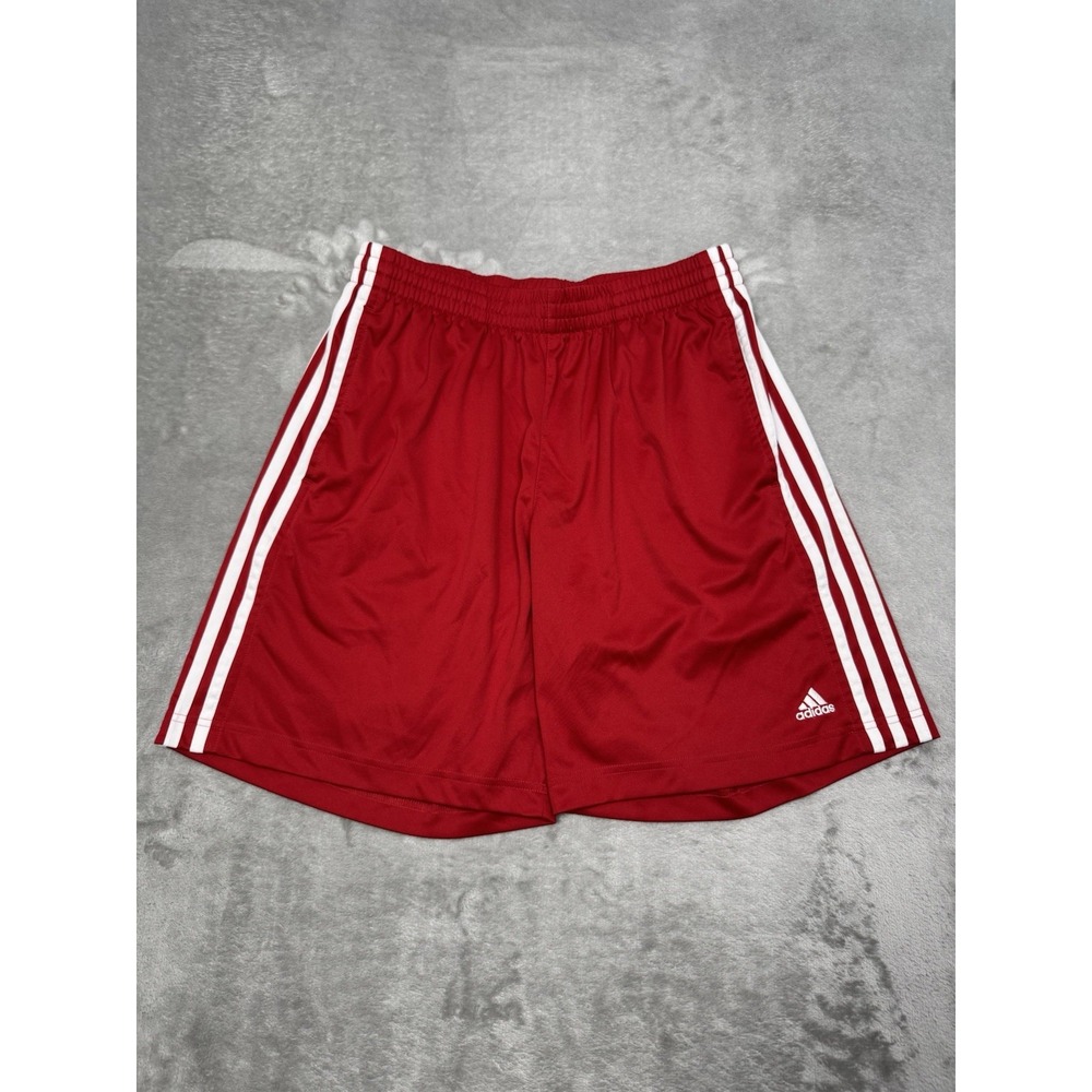 Vintage Adidas Shorts Mens Medium Red Striped Logo Shiny Dazzle Gym Soccer Y2K